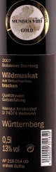 Wildmuskat –A- Auslese trocken 2007, Beilsteiner Steinberg, Amalienhof